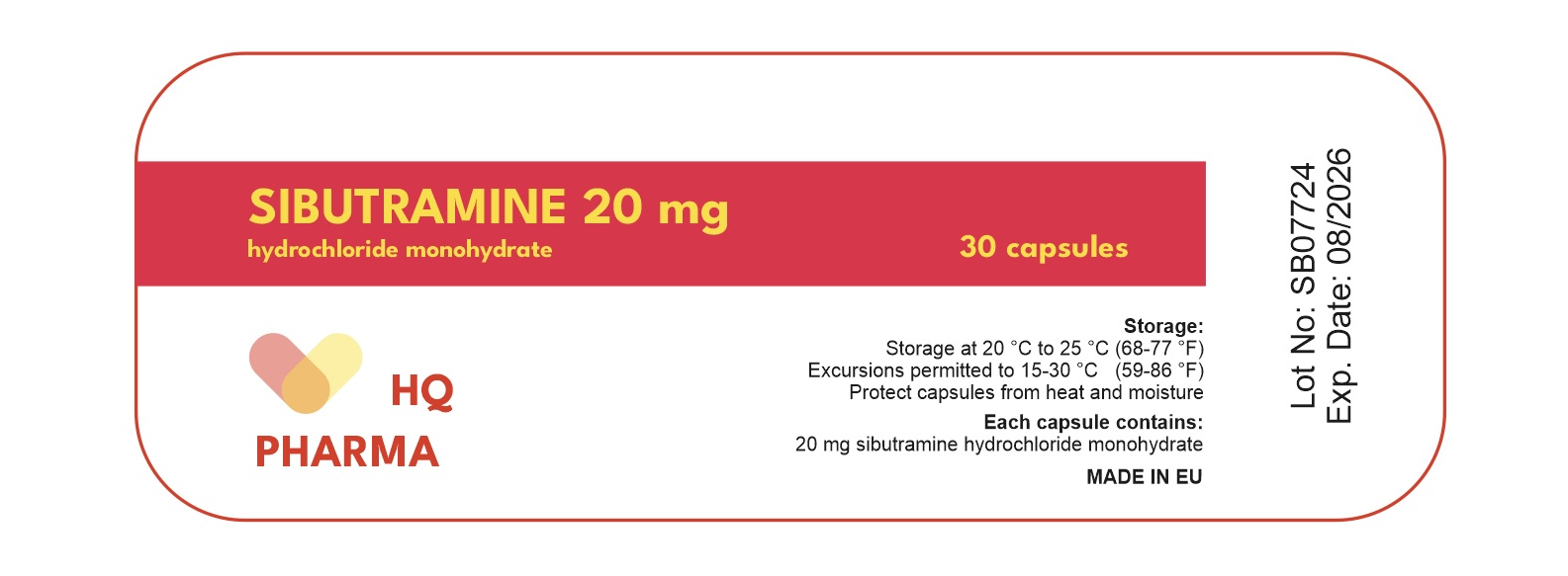 Generic Reductil Sibutramine 20mg R